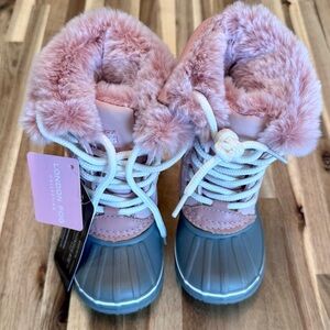 London Fog Pink and Gray Winter Boots